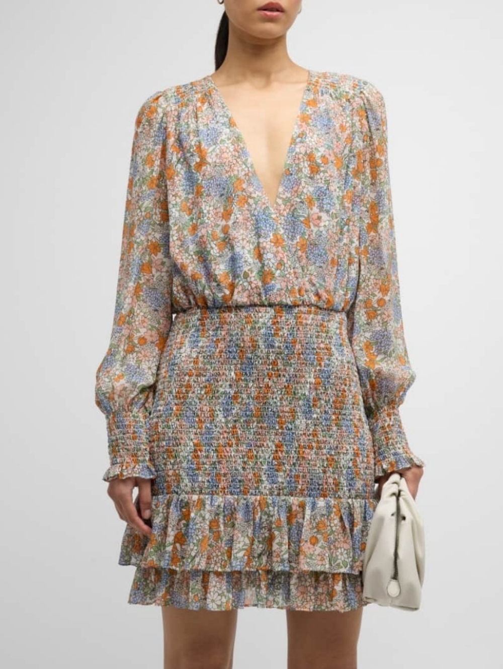 Veronica Beard Saera Silk Chiffon Mini Dress‎